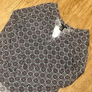 H&M Blue Pink Long Sleeve High Low Abstract Pattern Blouse Top Size Large